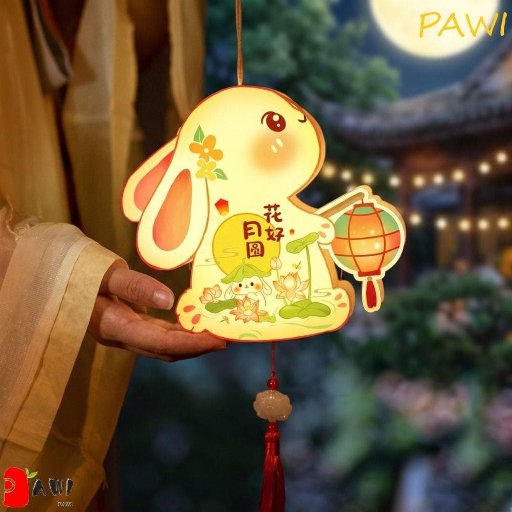 Lanterna De Festival De Meio Outono PAWI , Lanternas De Coelho De PVC Brilhantes , Desenho Animado De Lua Pacote De Mate