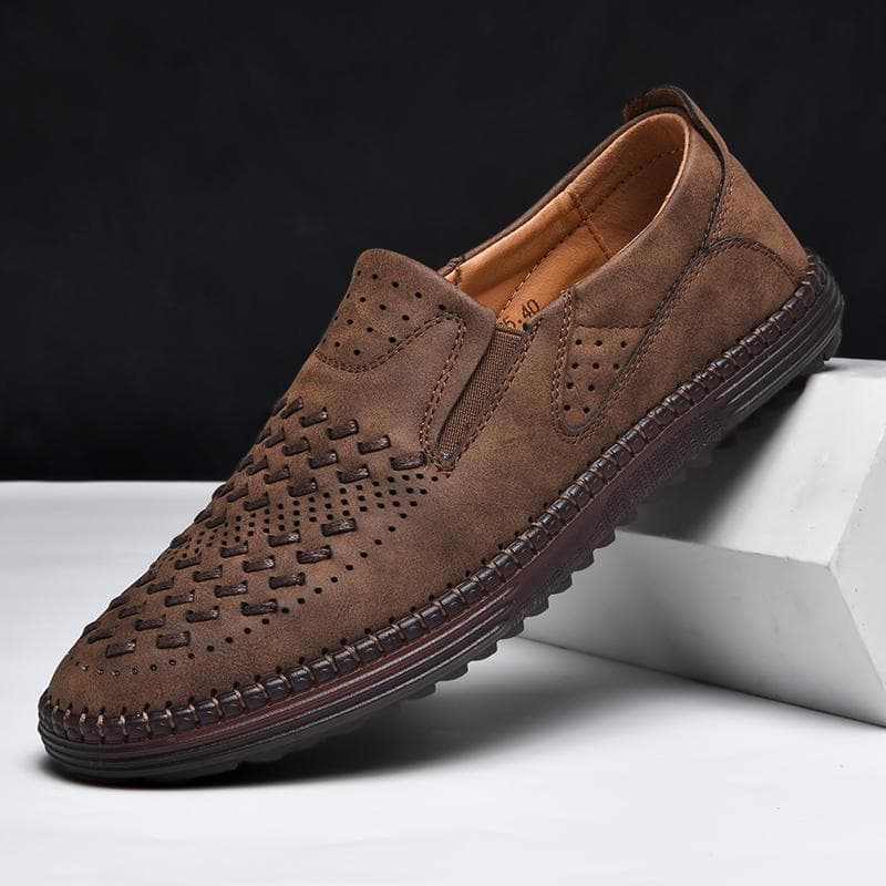 Tecido respirável sapatos de couro casuais masculinos negócios de um Pedal sapatos casuais masculinos on-line sola de te