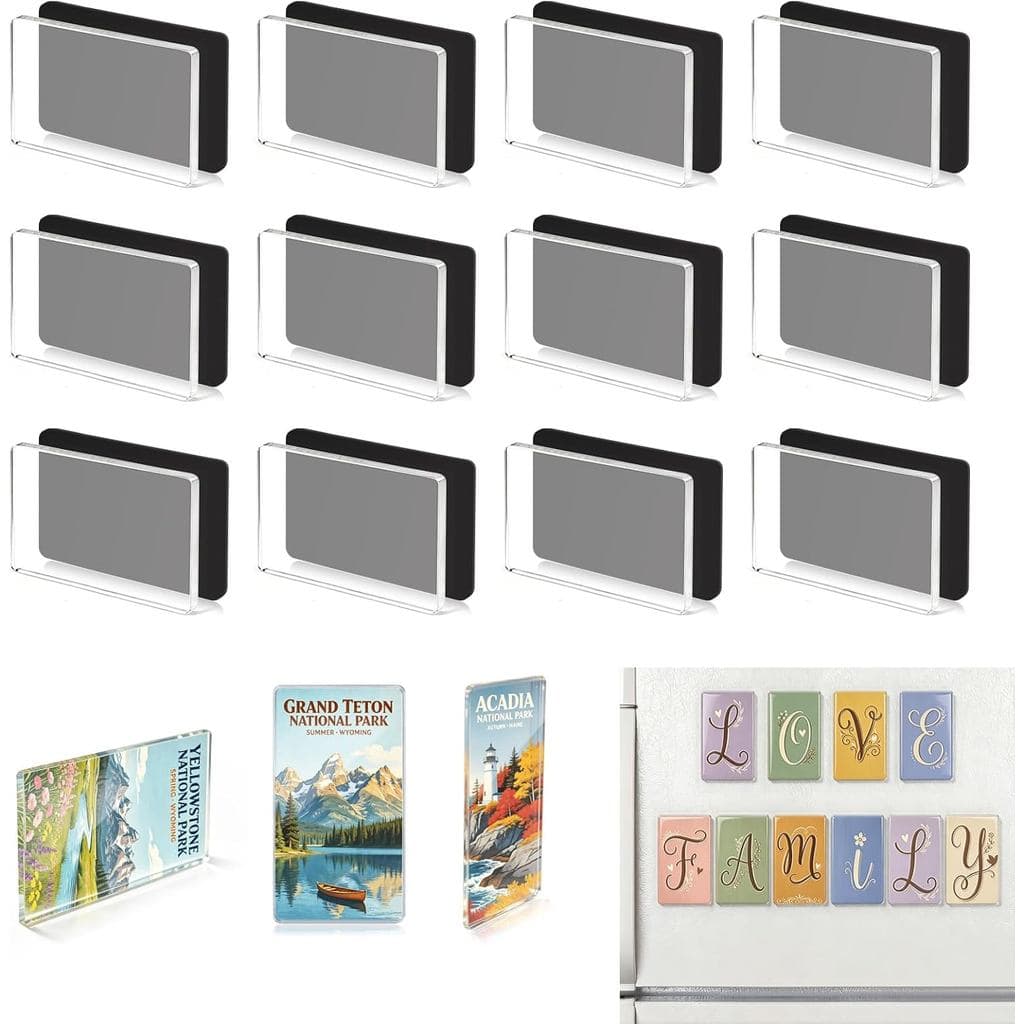Conjunto De Ímãs De Geladeira DIY De Acrílico Transparente De 12 Pacotes , kit De Fabricação Magnéticos Retangulares De