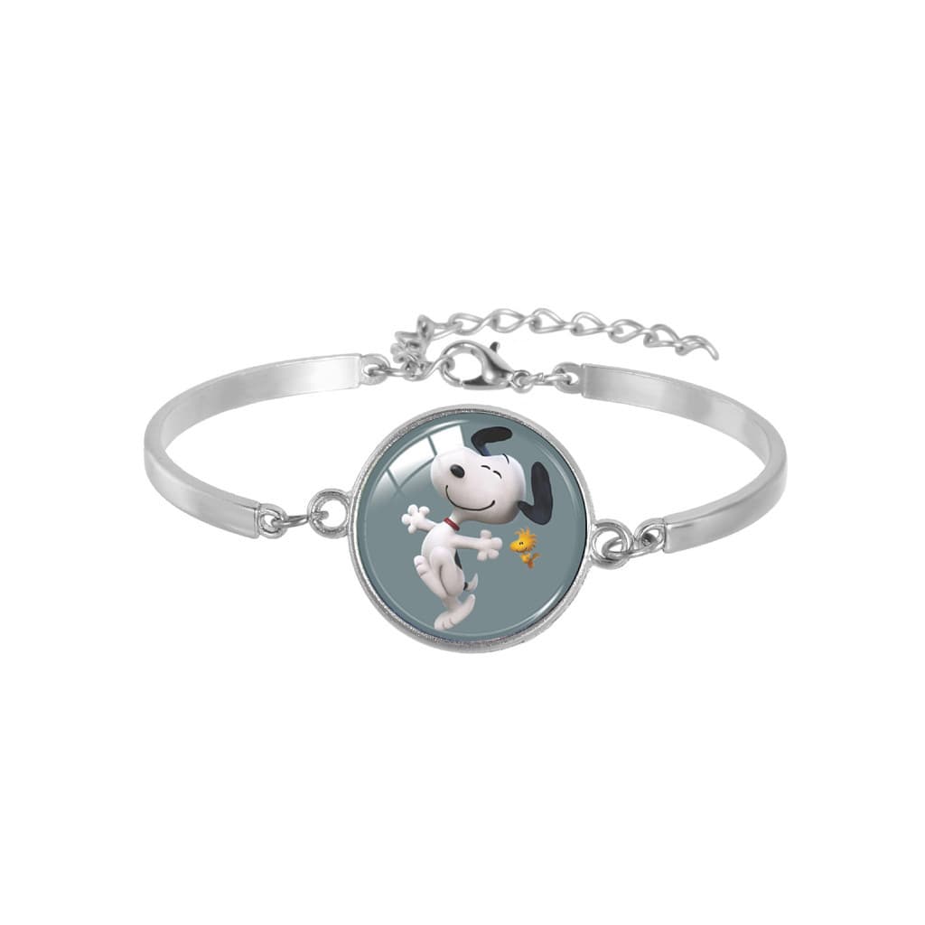 Bonito Snoopy multicolorido liga pulseira tempo Gem dos desenhos animados pingente menina estudante All-Match jóias pres