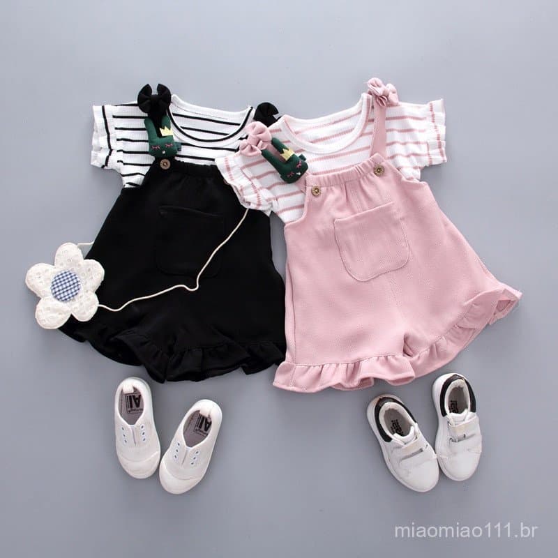 Roupas Infantis de Verão Novo Estilo de Verão Roupas Infantis / Calções Infantis de Manga Curta Conjunto de duas peças