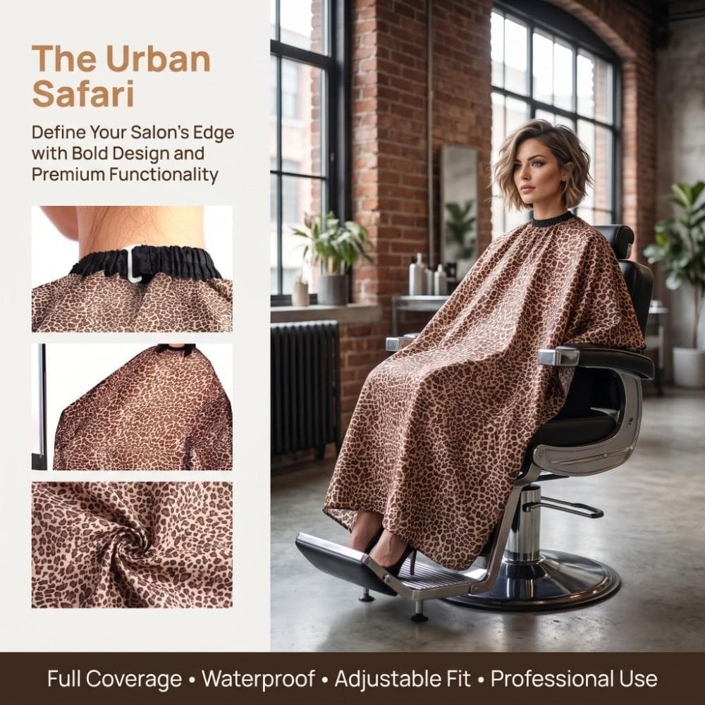 Avental De Cabeleireiro À Prova D'água INTREE , Capa De Corte De Cabelo Profissional Com Estampa De Leopardo , Antiestát