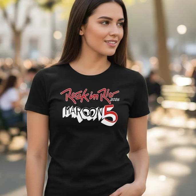 Camiseta Maroon 5 Rock In Rio 2026 Estampa Logo Unissex Show