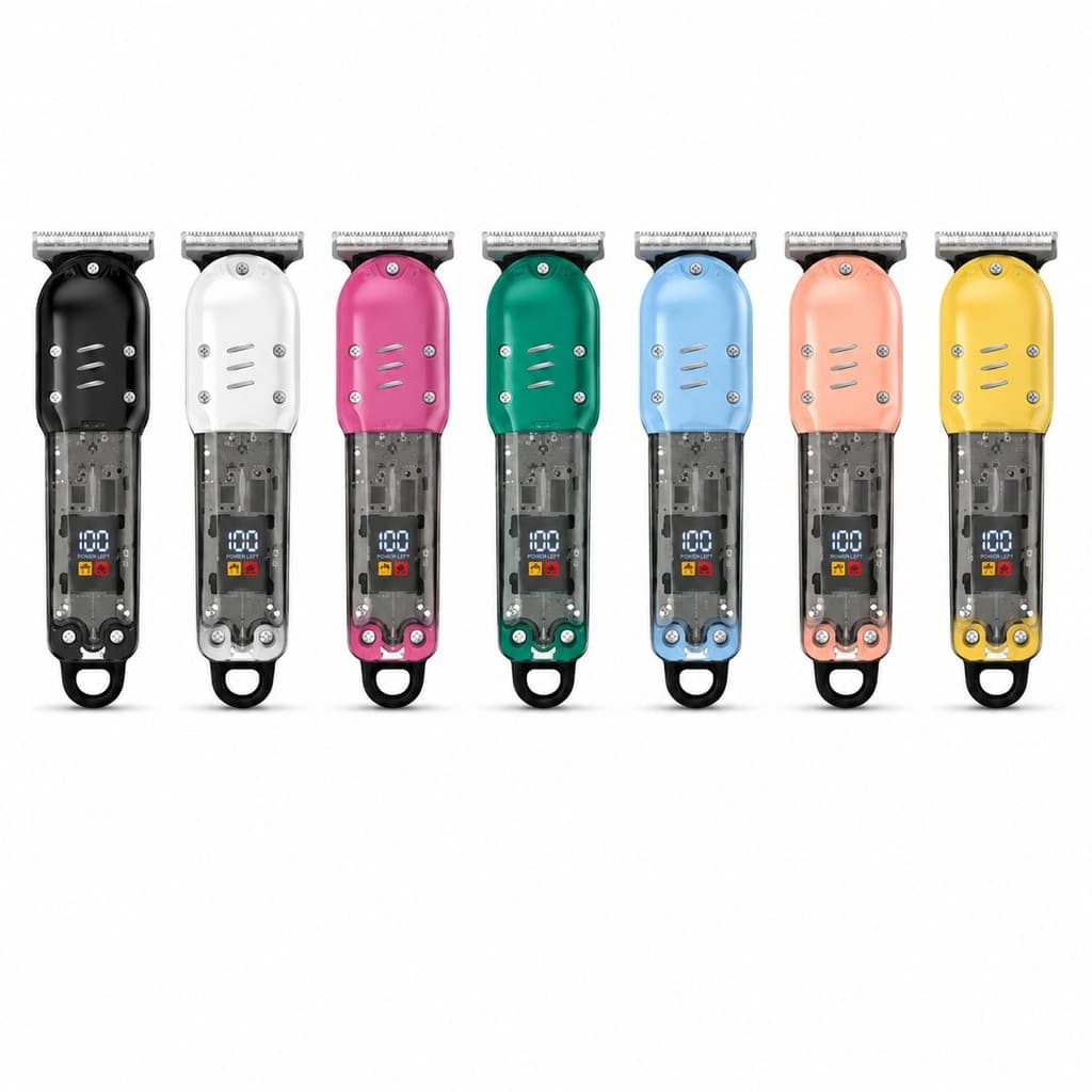Máquina De Cortar Cabelo E Barba Recarregável USB Display Digital Verde 127/220v Com Pentes Guia E Acessórios