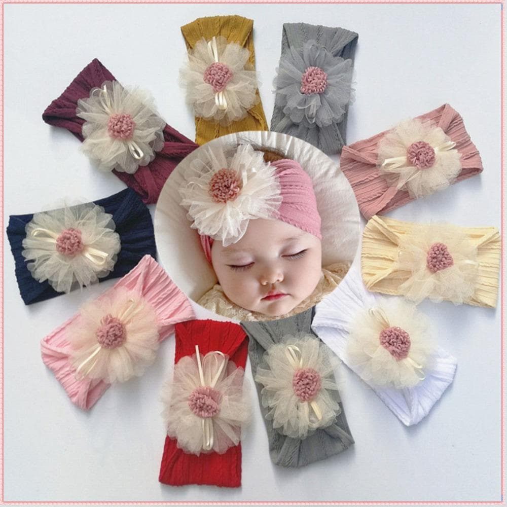 Faixa De Cabeça  , Elástica Jacquard De Flor De Malha Para Bebê , Turbante Acessório De Cabelo De Algodão Infantil