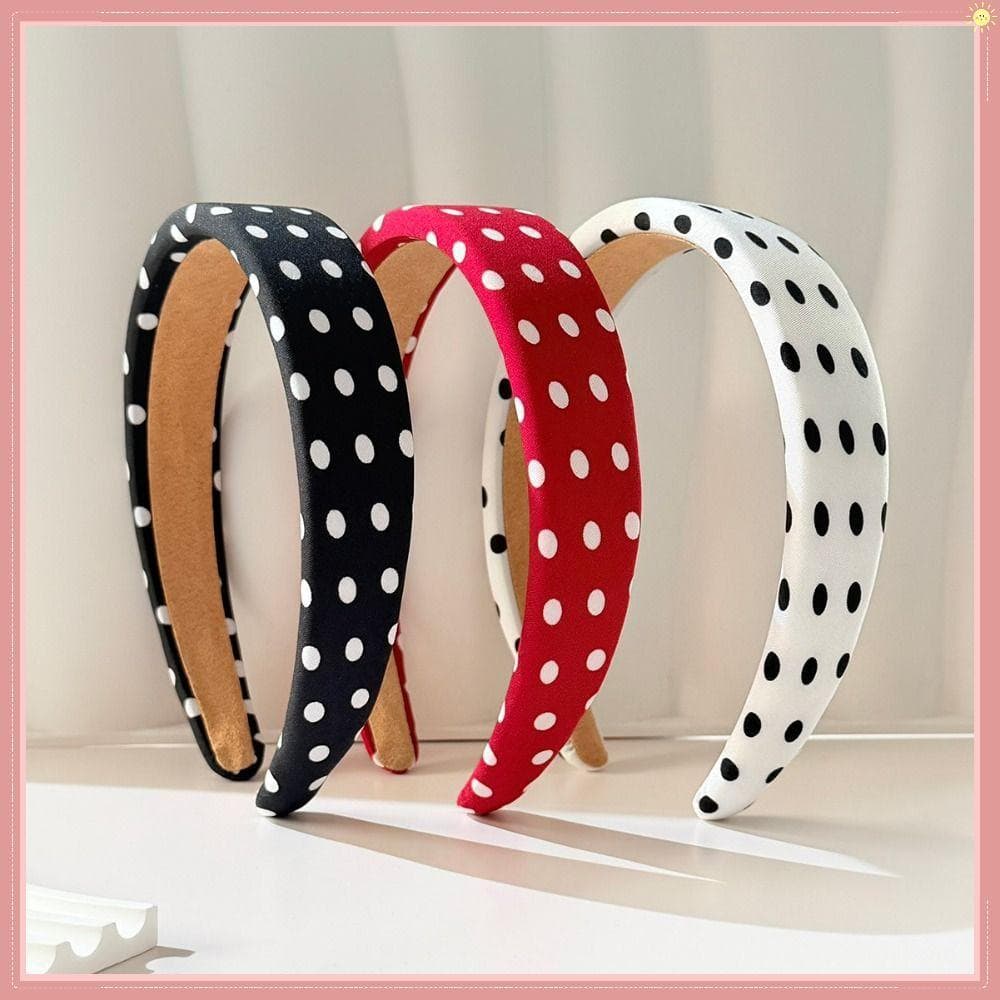 Bandana , Bolinhas Preto Branco Meninas Faixas De Cabelo , Acessórios Esponja Borda Larga Elegante Hairband