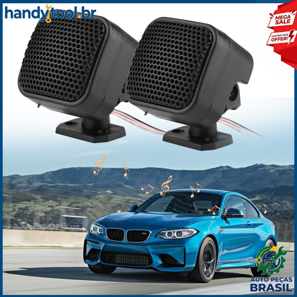 Huiop alto-falante de áudio para carro, 500w, alto-falante compacto com tweeter quadrado, fácil instalação para