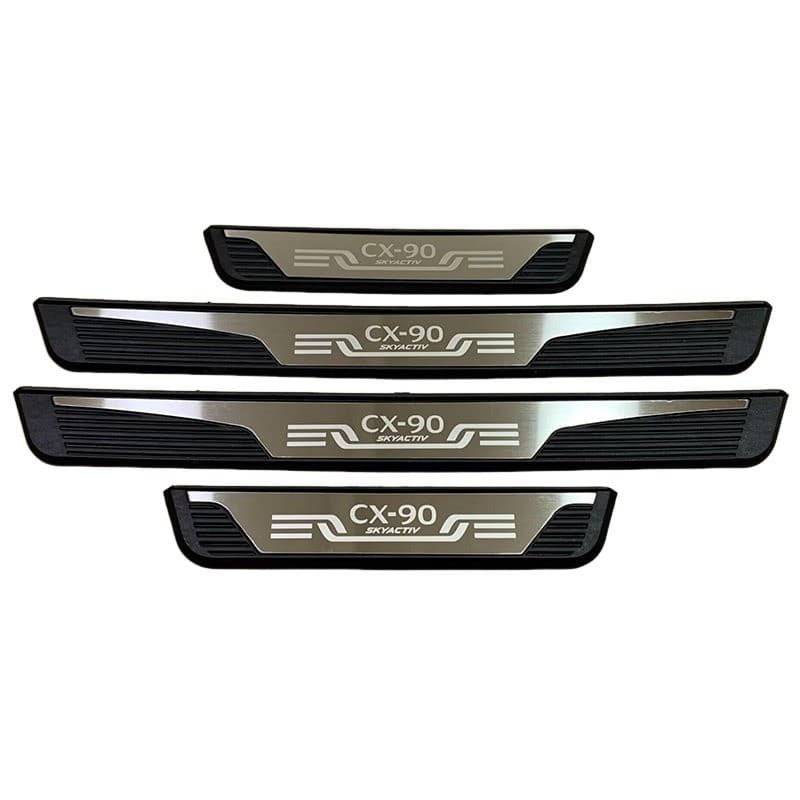 Aço Inoxidável Guarnição de Soleira Proteção de Porta de Carro para Mazda CX-90 CX90, Conjunto de 4 peças