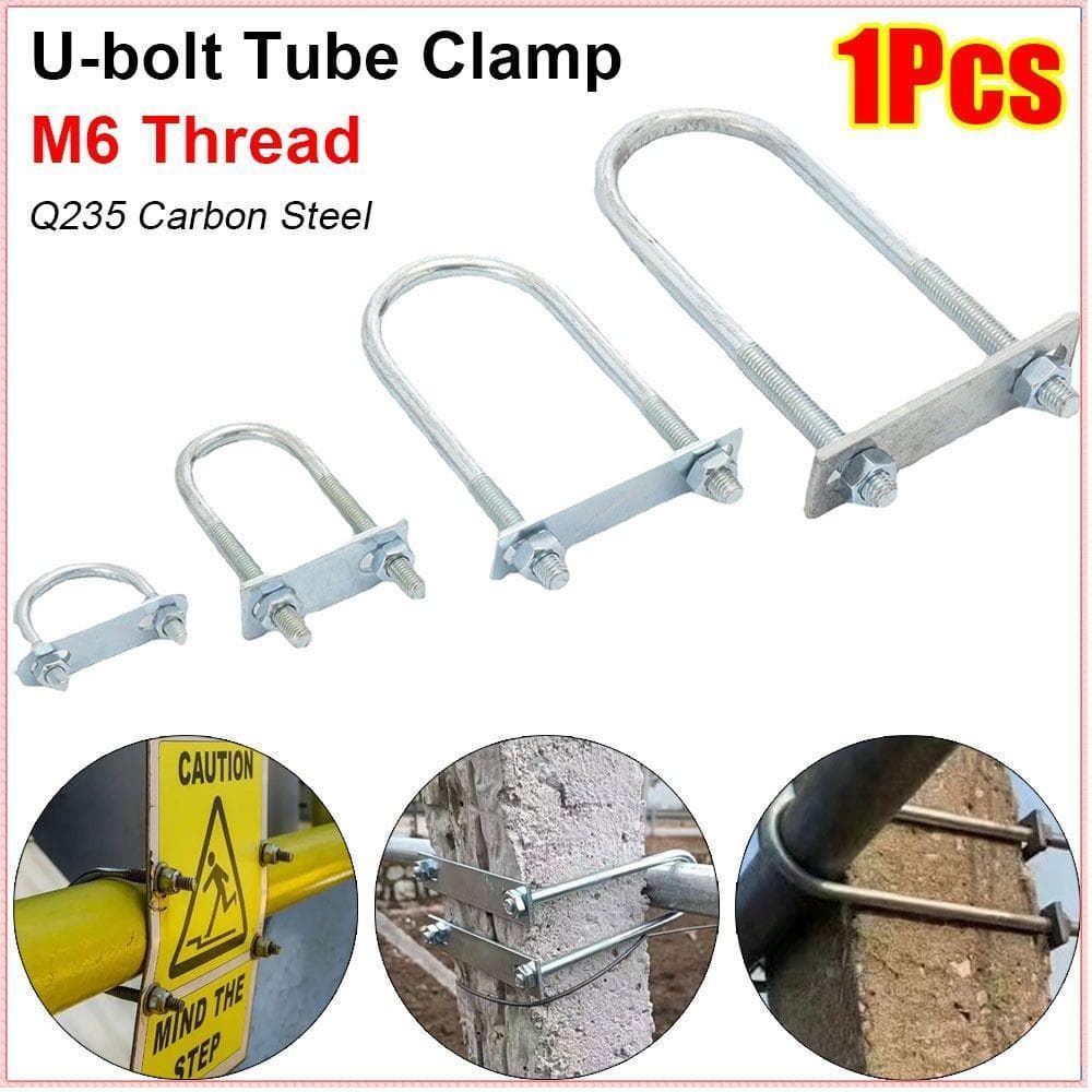 Braçadeira De Tubo Redondo M8 , Parafusos De Aço Carbono Galvanizado Q235 , Em U , Com Parafuso Defletor , 1 Peça