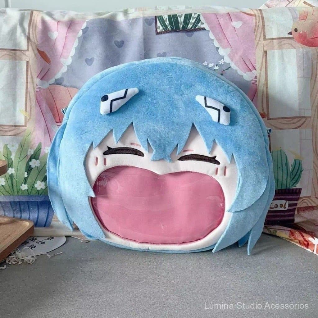 Mochila Ita Bolsa Evangelion Rei Ayanami Kawaii-2 em 1 Transparente Colecionável KP5Z