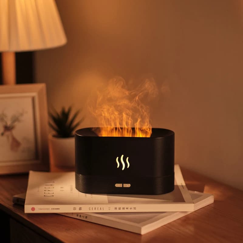 Umidificador De Perfume Ar Ultrasônico Com Simulação De Iluminação LED Máquina De Fragrância De Chama Colorida