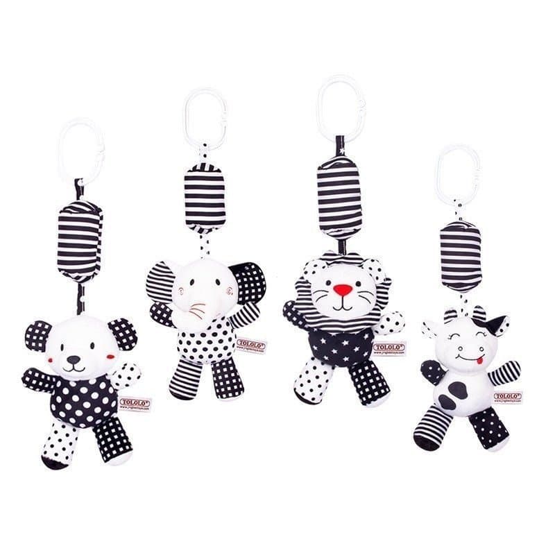 Adequado para Bebês de 0-3 Anos Sino de Vento de Desenho Animado Educação Infantil Sinal de Pendente de Animal Preto e B