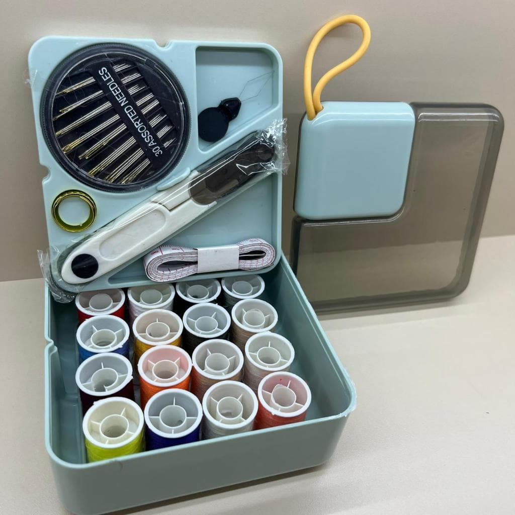 Kit de Costura Portátil 🧵 Caixa Completa com Tesoura, Agulhas, Linhas e Acessórios