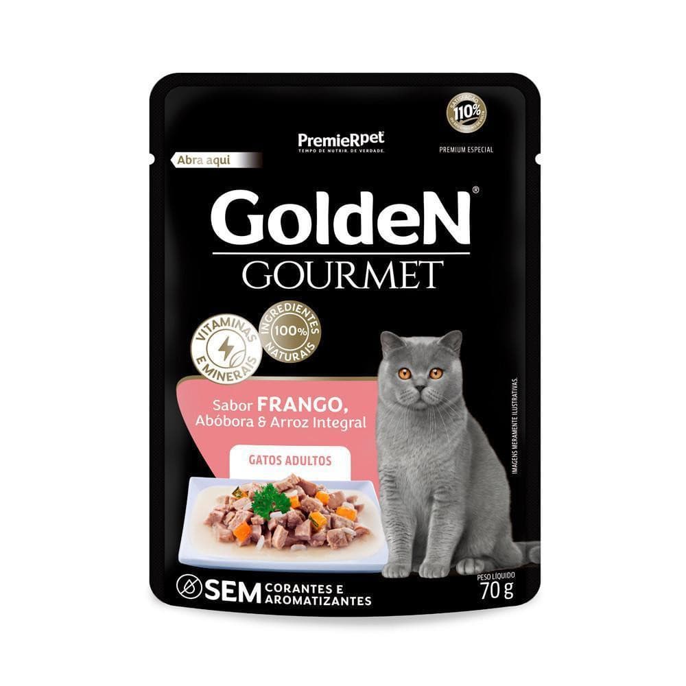 Ração Úmida Gourmet para Gatos Adultos Sabor Frango 70g Golden