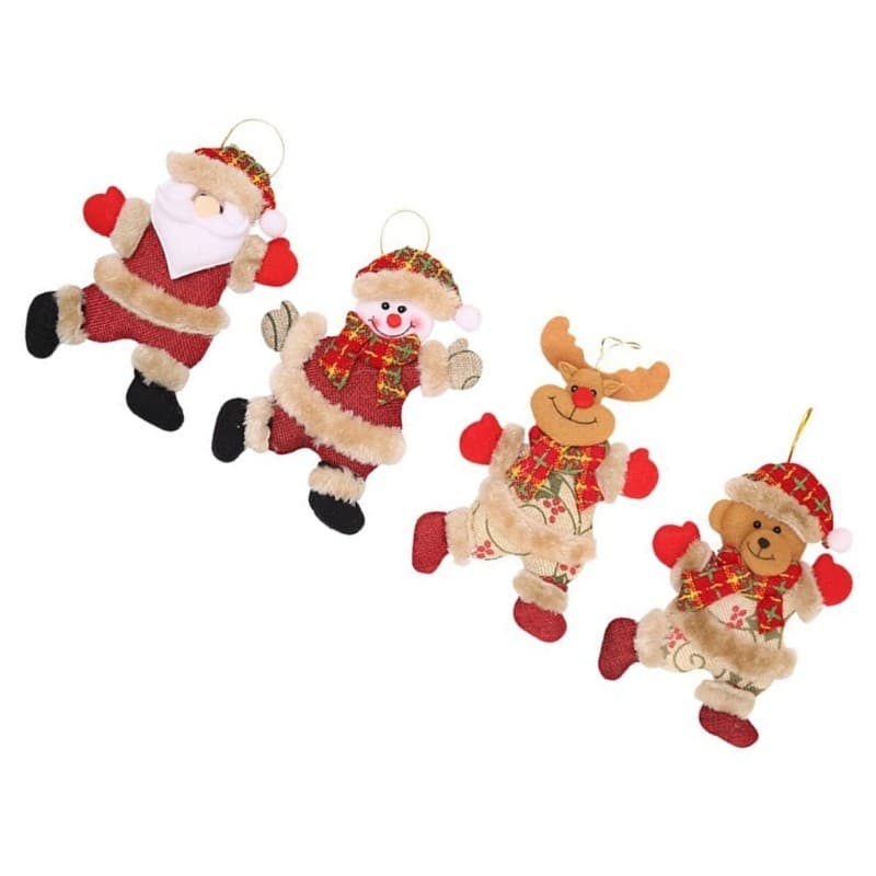YU Festival Tecido Decorações De Férias 4 Pacote Árvore De Natal Bonecas De Pelúcia Fácil Pendurado Quente Sazonal Casa