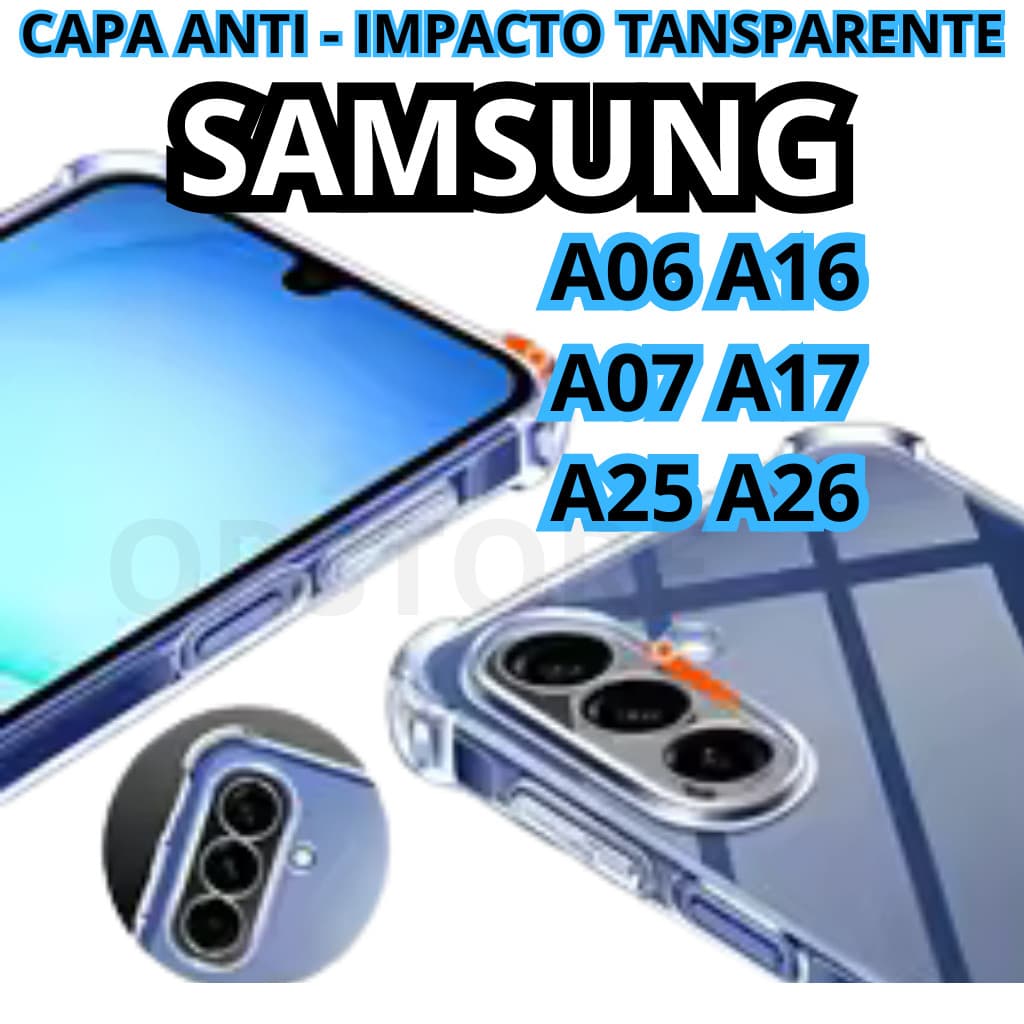 Capa Samsung A06 / A16 / A07 / A17 / A25 / A26 Capinha Anti - Impacto Transparente
