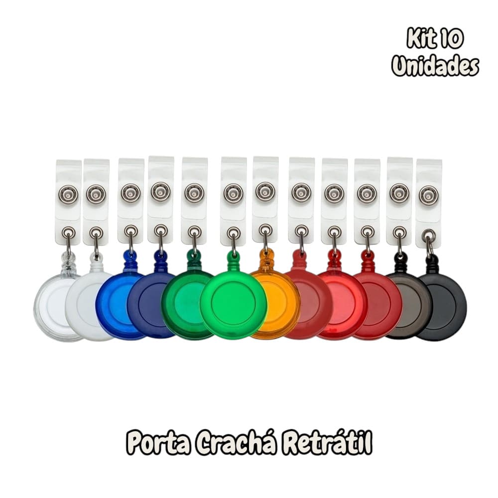Kit 10 Porta Crachá Retrátil Roller Clip – Clip de Cracha Retrátil para Empresas, Escolas e Eventos