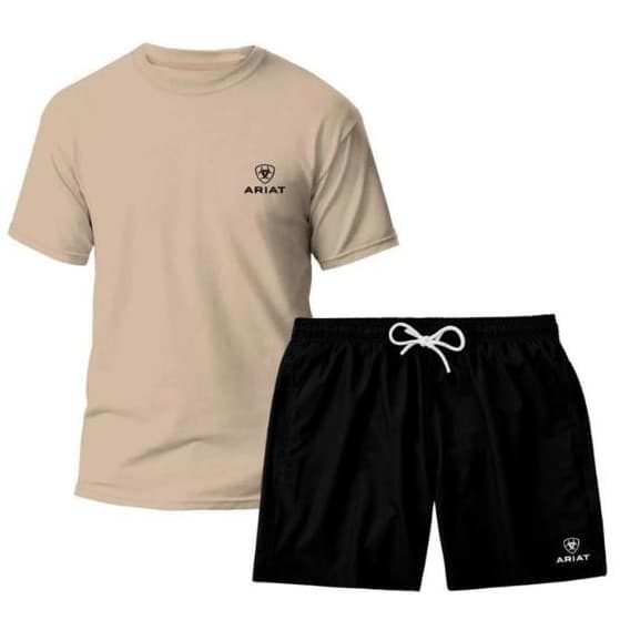 Kit Short Tactel Masculino Country Ariat + Camiseta Algodão Texas Lançamento