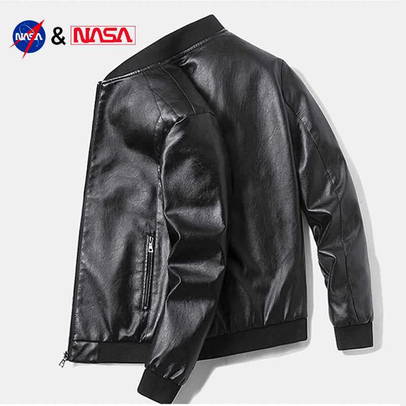 Jaqueta de couro de marca conjunta da NASA Jaqueta de lã masculina 2024 Novo estilo Inverno Street Wear Puffian Bonito T