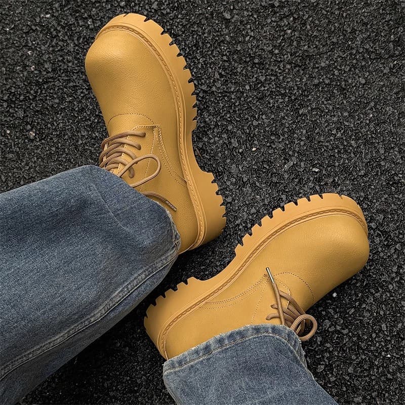 Botas de aumento de sola grossa masculinas forro de lã de inverno botas de ruibarbo masculinas de venda quente botas Mar