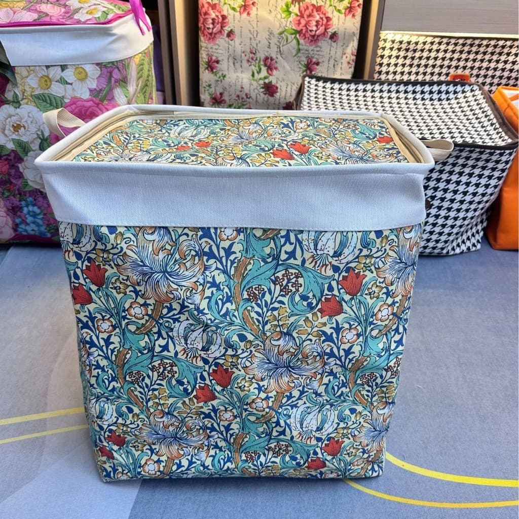 Zíper duplo dedicado 120L com anel de aço flor peônia com tampa Anti-poeira cesta de classificação saco colcha sazonal c