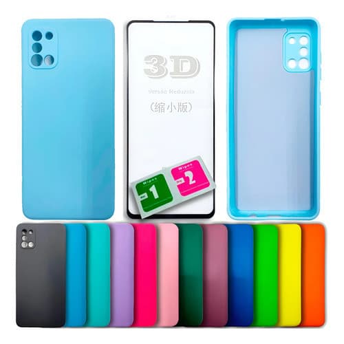 Kit Película 3d + Capa Silicone Veludo P/ Galaxy A31 4g