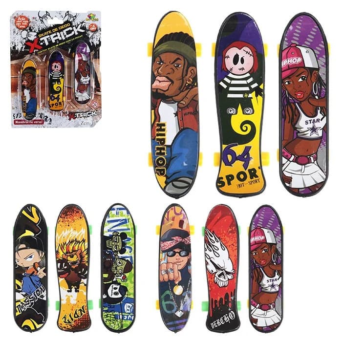 Kit com 3 Skates de Dedo Fingerboard – Brinquedo Criativo, Diversão Garantida