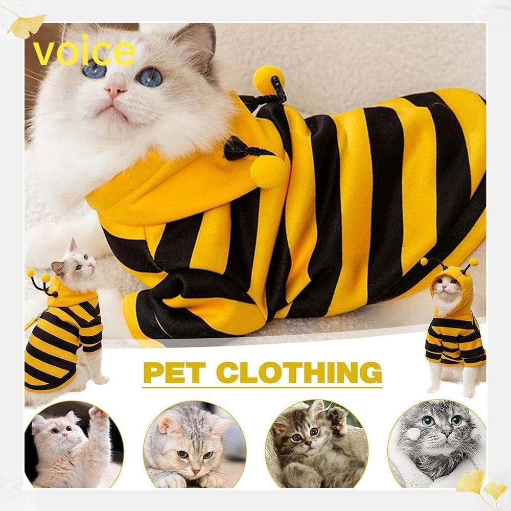 Voz Pet Abelha Traje Com Capuz , Macio Respirável Gato Cão Roupas , Listras Design Inverno Quente Cosplay