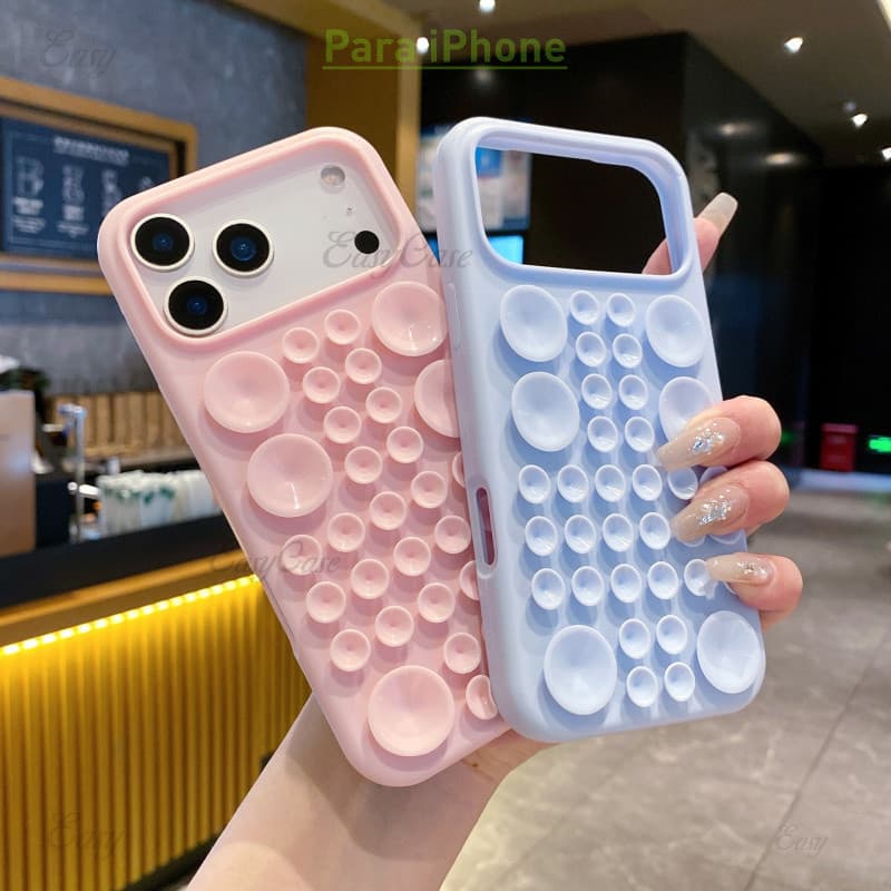 Capa De Telefone Com Ventosa Bolha Para 17 16 15 14 13ProMax Traseira De Proteção Antiderrapante E anti-Queda