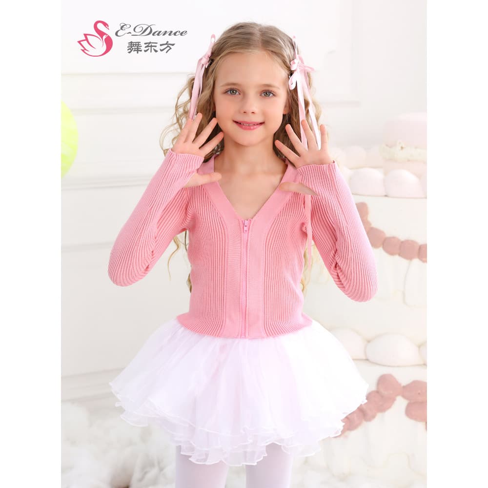 Jaqueta de dança infantil Cardigan outono inverno manga comprida Ballet prática zíper camisola meninas dança xale pequen