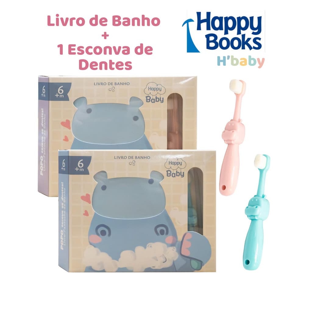 Livro de Banho Fantoche Popó com Escova os Dentes - Happy Books