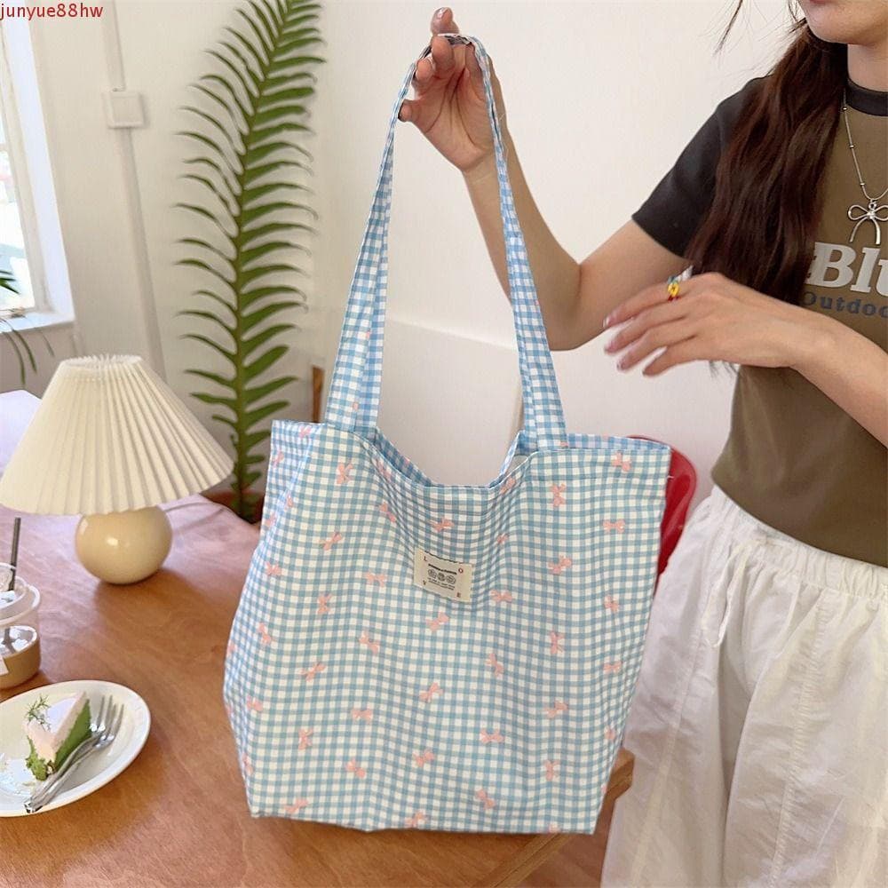 Bolsa De Compras De Lona JUNYUE , Ombro Com Laço De Grande Capacidade Casual Estampada Doce