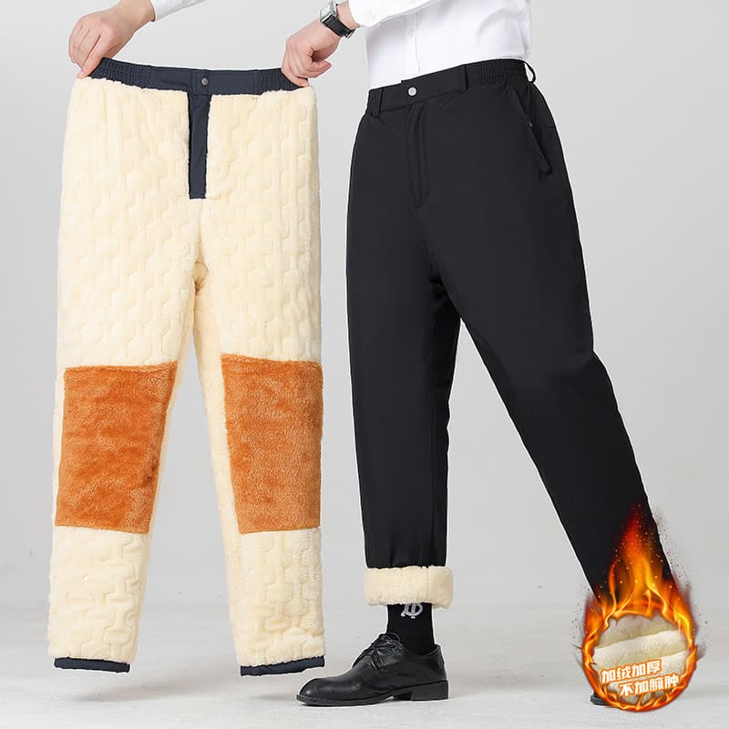 Calças de lã para pai idoso de meia-idade 2026 novo estilo calças masculinas inverno engrossado tamanho grande cintura e