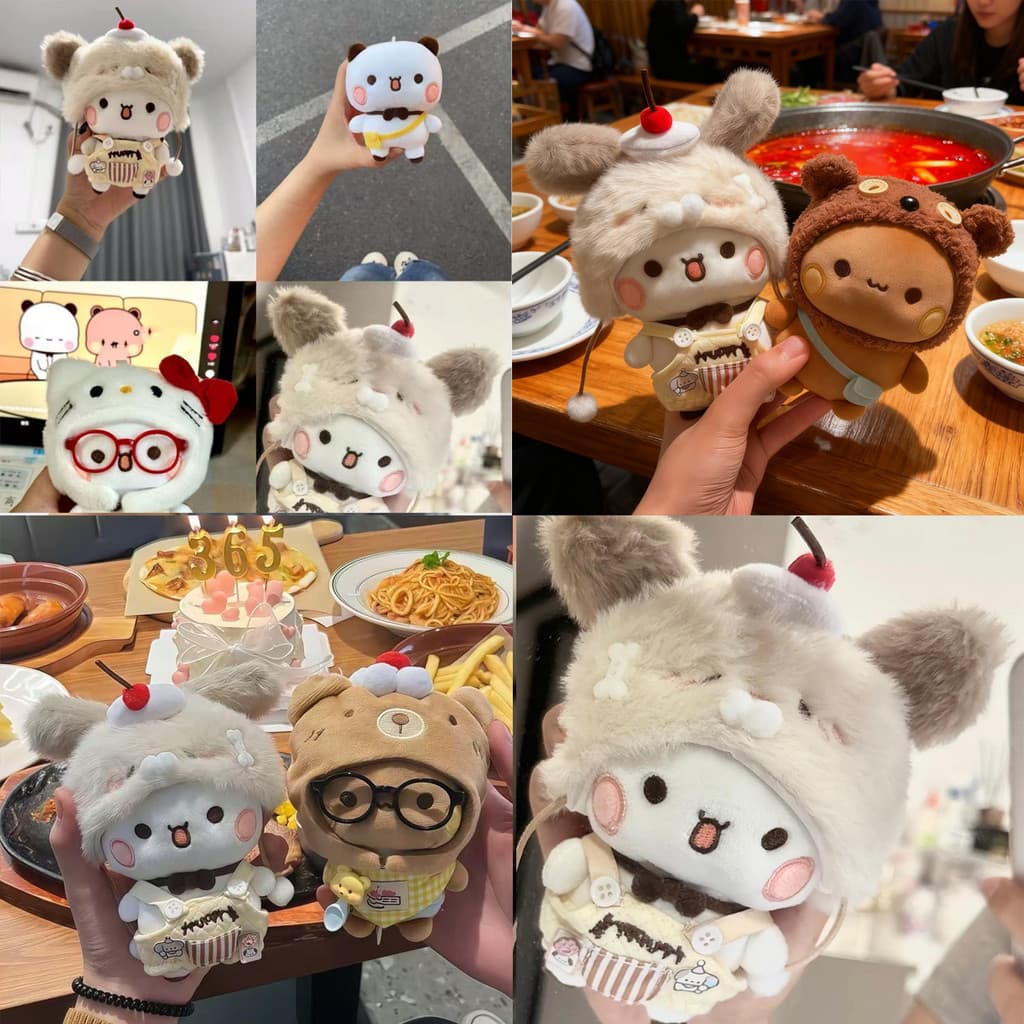 12cm Bubu E Dudu Boneca De Pelúcia Chaveiro Bonito Yier Cosplay Olá Kitty Brinquedo Para Meninas Casal Presente Decoraçã