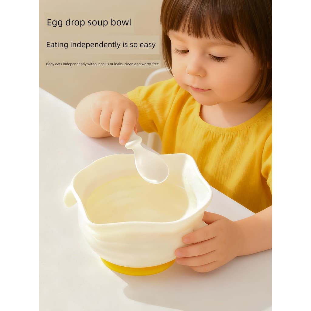 Tigela silicone com ventosa fundo Kit talher silicone bebê Tigela anti derramamento bebê Tigela de egggflower para recém
