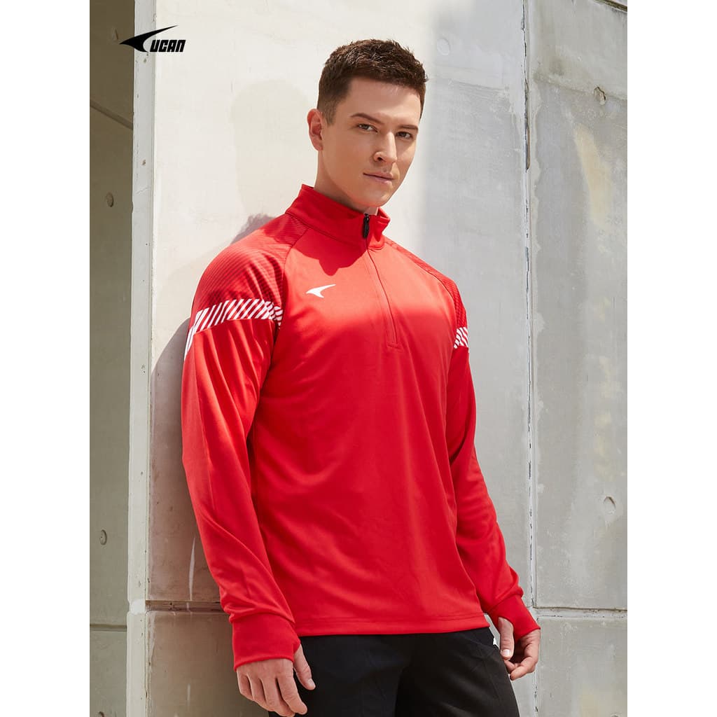 Ucan ucan moletom esportivo masculino primavera outono fino Casual malha meio aberto peito de manga comprida topo quente