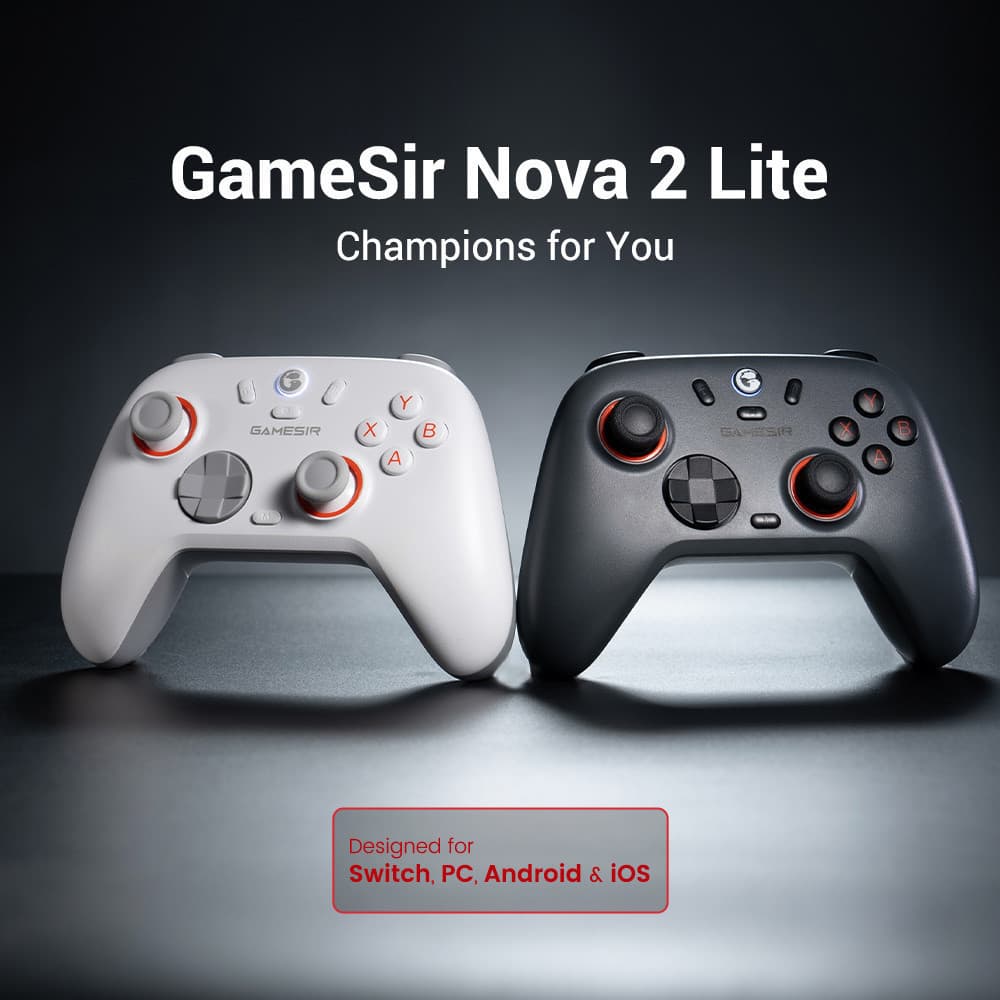 Novos Gamepads GameSir Nova 2 Lite para PC, Switch 2, Nintendo Vapor, iOS e Android com Joystick de Efeito Hall OK79