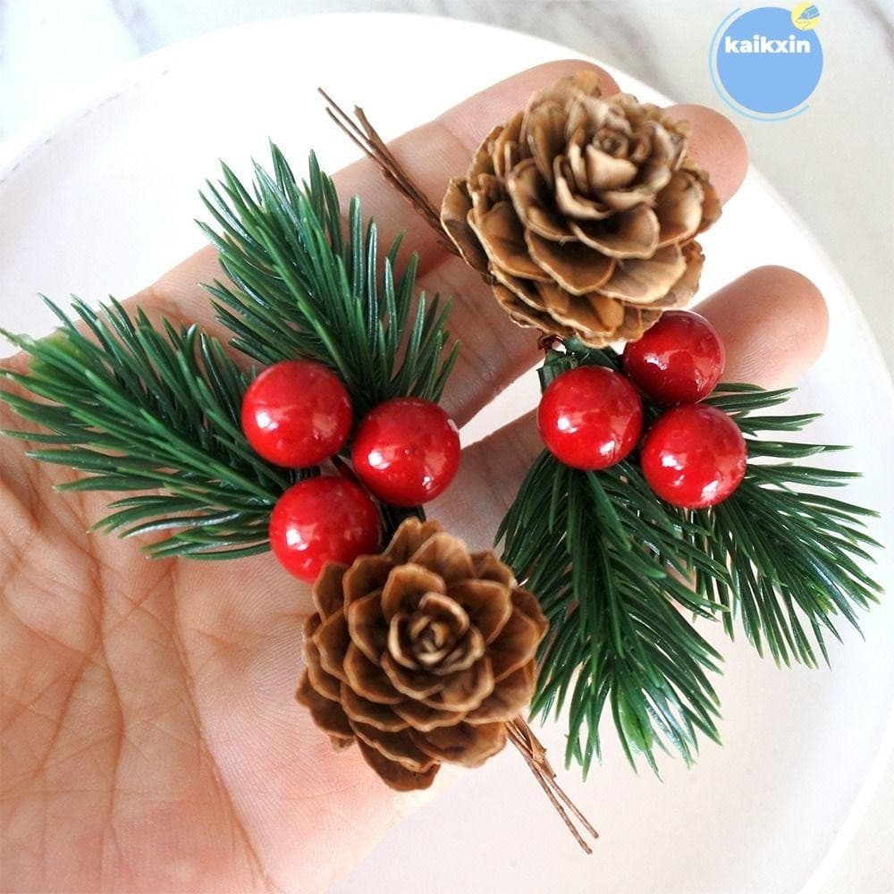 KAIKXIN 10 Peças De Pinha De Natal , Vermelha Enfeite De Baga Decoração Floral Artificial
