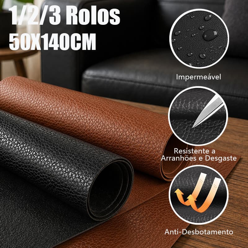 Couro Sintético Autocolante 137x50cm PVC Reforçado Reparo Sofá Carro Cadeira Móveis Parede