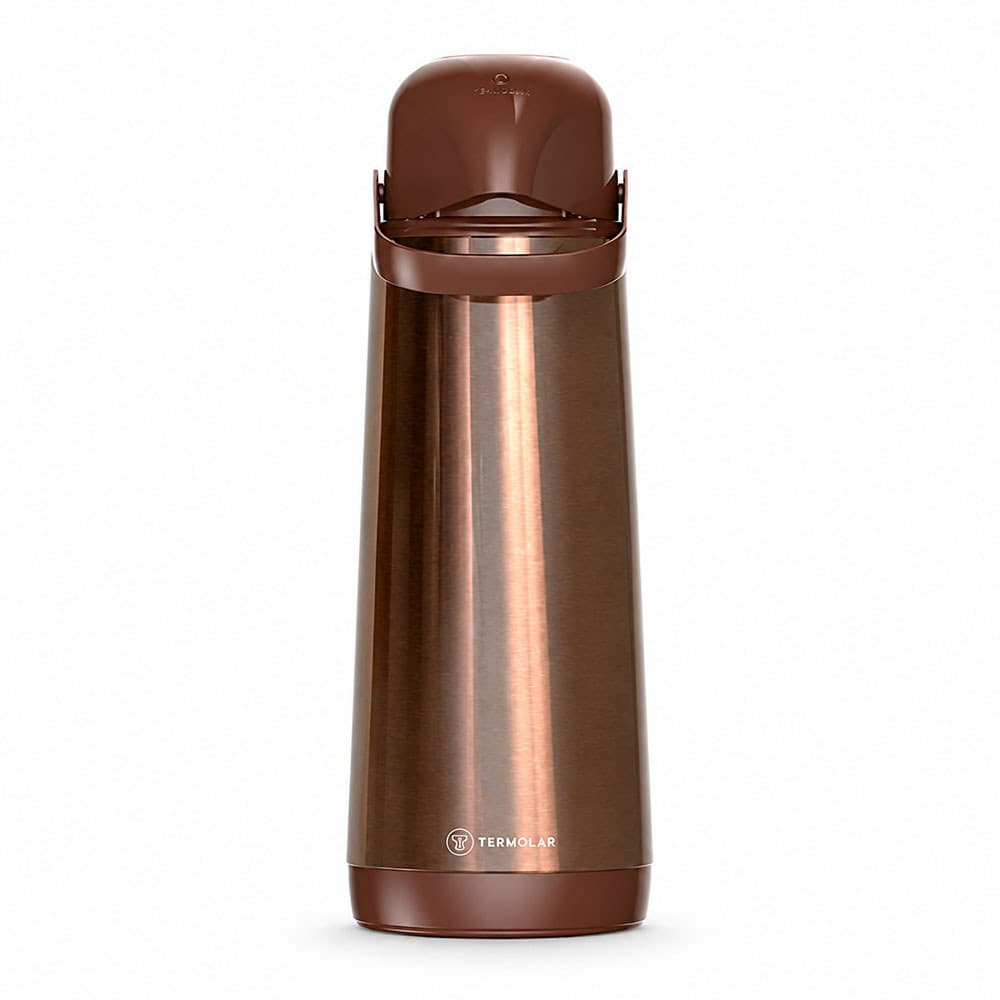Garrafa de Café em Inox Marrom Café da Tarde Termolar 1,8 Litro para Bebida Quente Água Chá Café