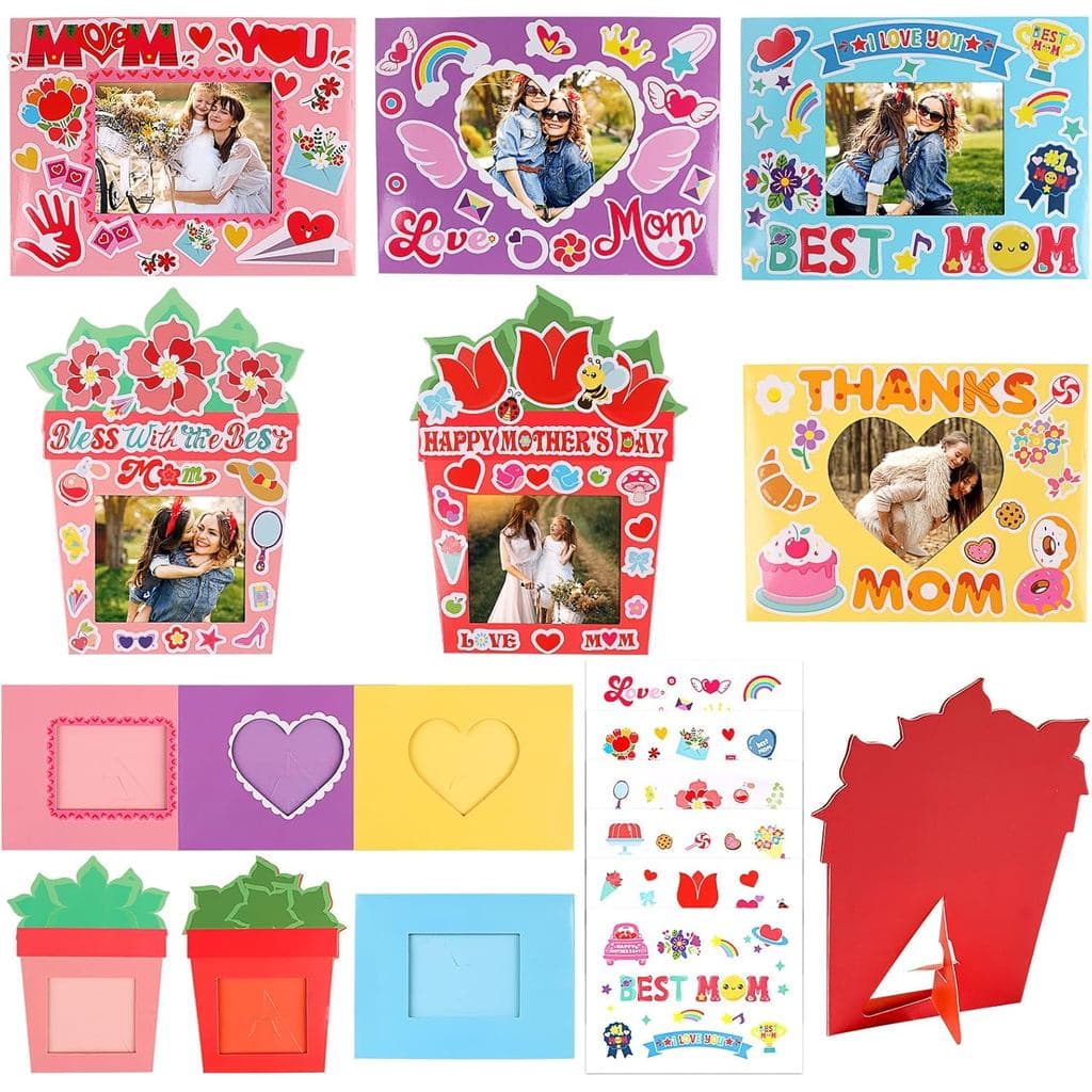 STEFORD 30 Pacotes de Kits de Artesanato para Porta-Retratos de Dia das Mães, para Presentes de Molduras DIY em Papelão