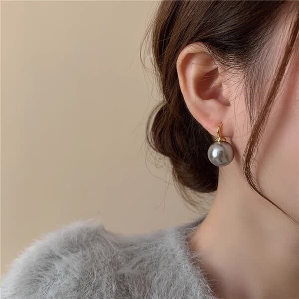 | 【cartelas de brincos feminino】 | kit brinco aço inoxidável ✌Francês elegante grande pérola brincos nicho Design High-E