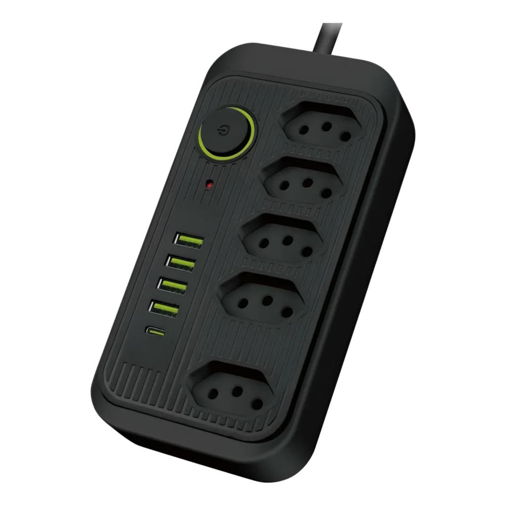 Extensão Tomada Original 2m 5 Tomadas +4 USB E 1 USB-C