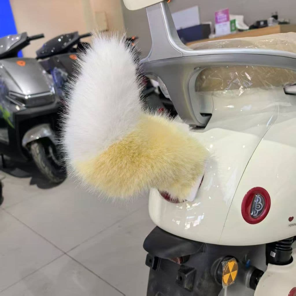 Decoração traseira para carros e veículos elétricos, cauda de animal simulada em pelúcia feita à mão, cauda móvel, cauda