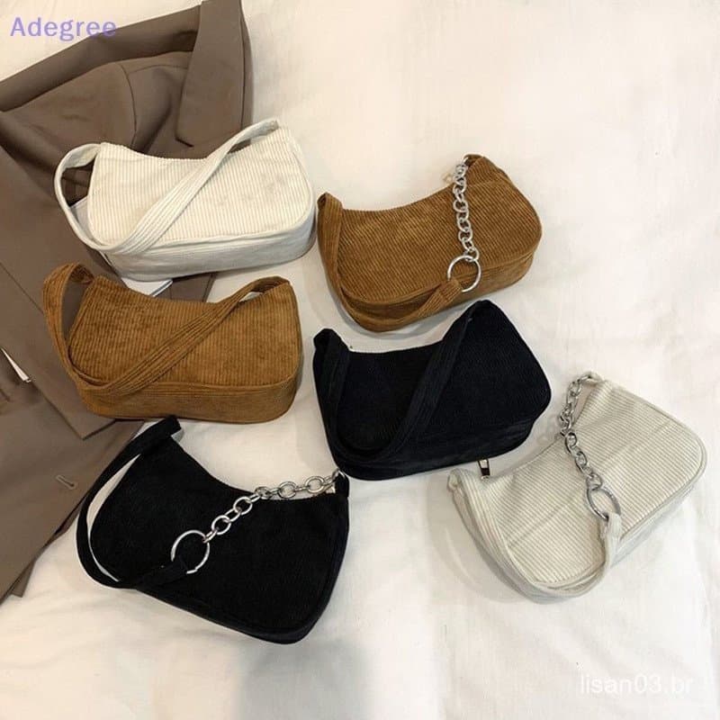 Adegree 2023 Bolsas De Moda Femininas Mão Feminina Corduroy Sacos Casuais De Ombro Novo