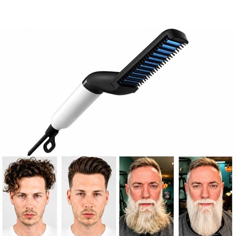 Pente Alisador de Cabelo e Barba Masculino Elétrico Bivolt