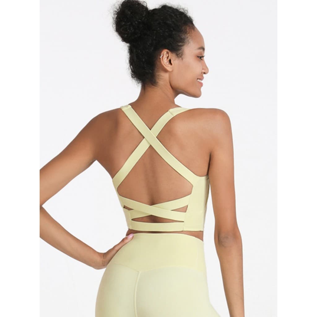 Nova cruz de volta esportes roupa interior feminina à prova de choque colete estilo correndo Fitness Yoga roupa interior