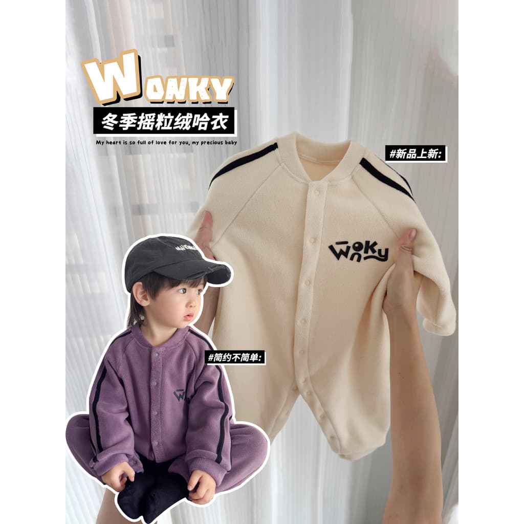 Versão coreana bebê forro de lã engrossado macacão recém-nascido mês inteiro outono inverno roupas do bebê velo quente m