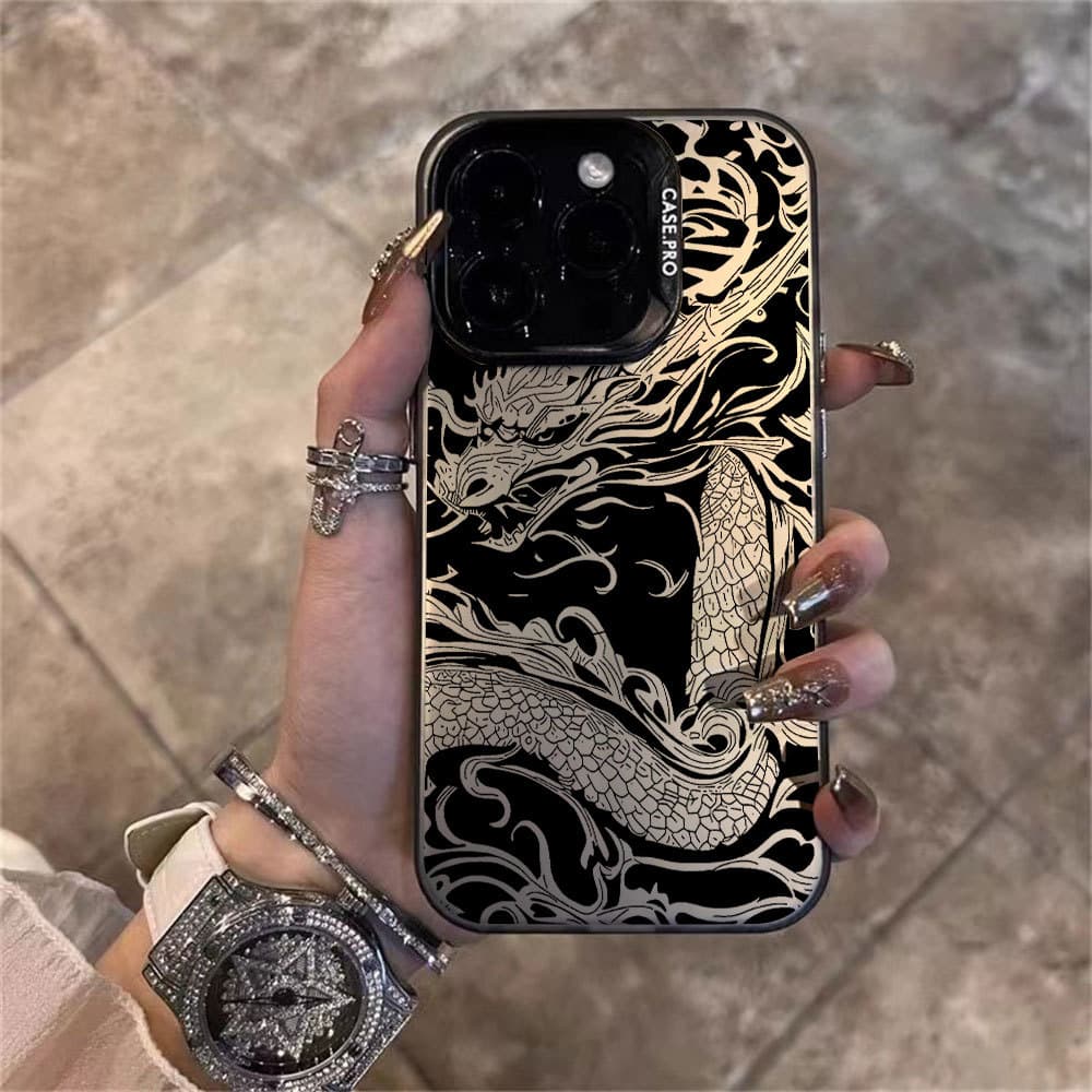 Para Redmi Note 14 Pro 13 12 11 10 12S 14C 13C 12C 10C POCO X7 X6 C75 C65 Luxo Ukiyo-E Flood Dragon Telefone À Prova De