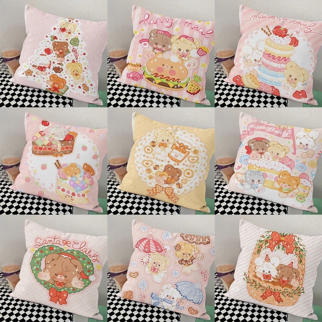 Estilo de cura bonito urso fronha moderno simples decoração para casa travesseiro encosto do carro travesseiro quadrado